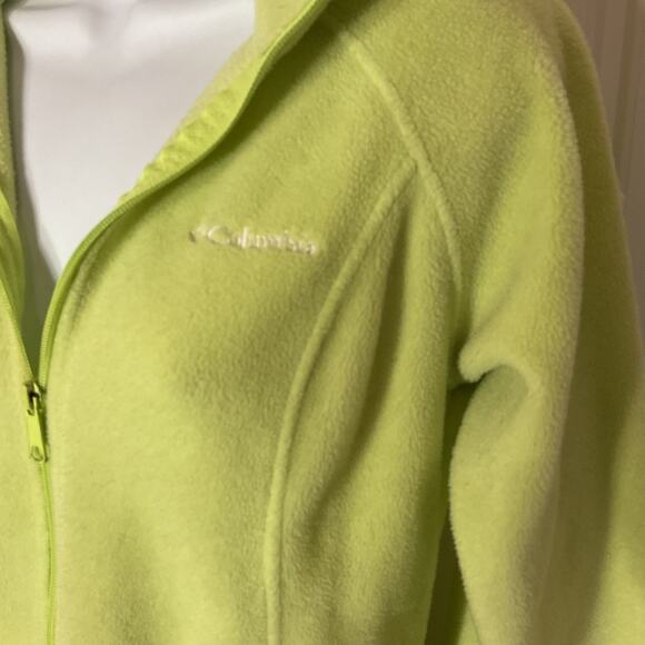 Columbia Lime Fleece Long Sleeve Cord to Cinch Waist Jacket W/ Zip Pockets S - Picture 2 of 7